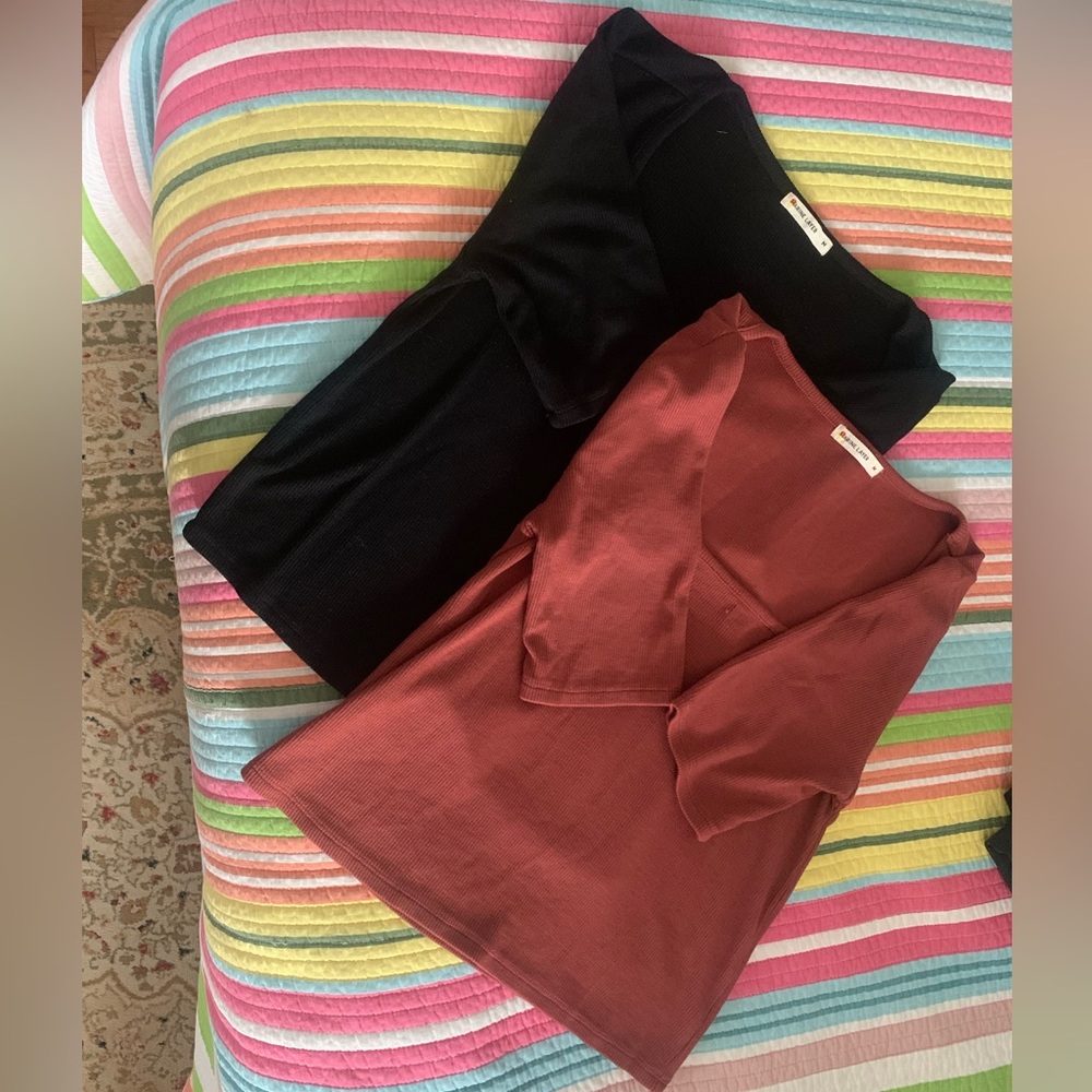 Lot of 2 marine layer, crop top ribbed, square neck shirts women’s medium